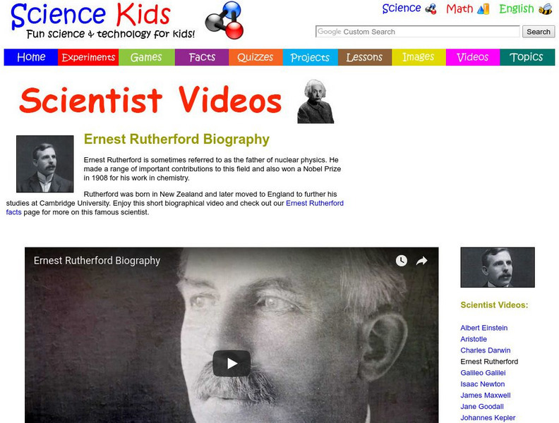 Science Kids: Scientist Videos: Ernest Rutherford Biography Instructional Video