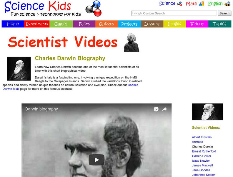 Science Kids: Scientist Videos: Charles Darwin Biography Instructional Video