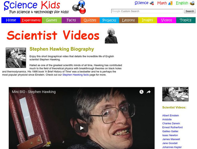 Science Kids: Scientist Videos: Stephen Hawking Biography Instructional Video