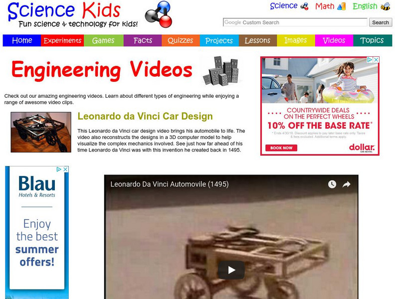 Science Kids: Engineering Videos: Leonardo Da Vinci Car Design Instructional Video