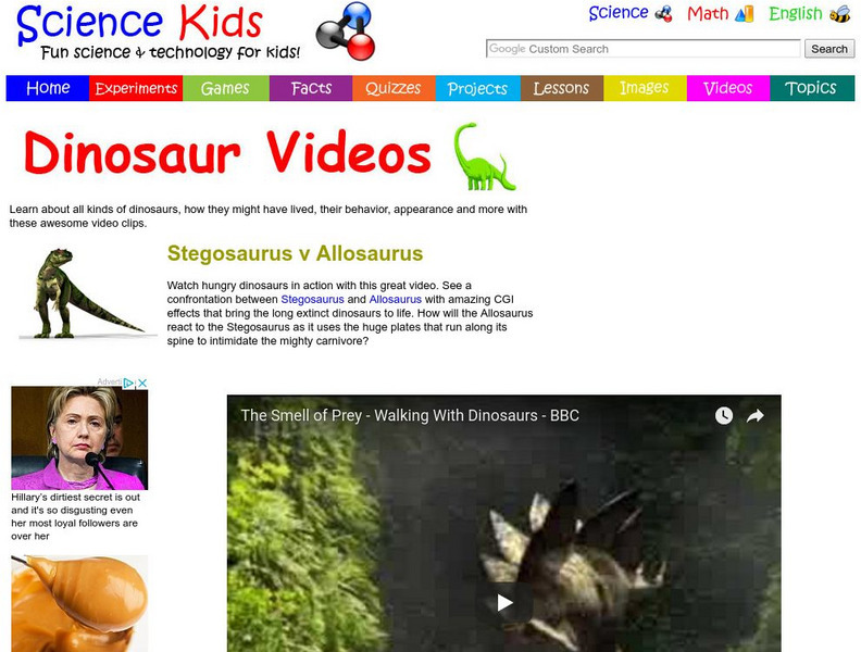 Science Kids: Dinosaur Videos: Stegosaurus v Allosaurus Instructional Video