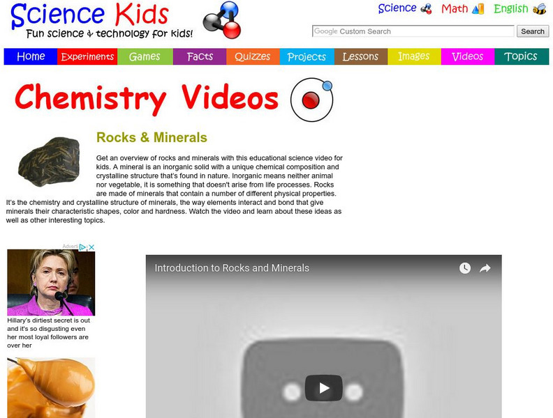 Science Kids: Chemistry Videos: Introduction to Rocks and Minerals Instructional Video