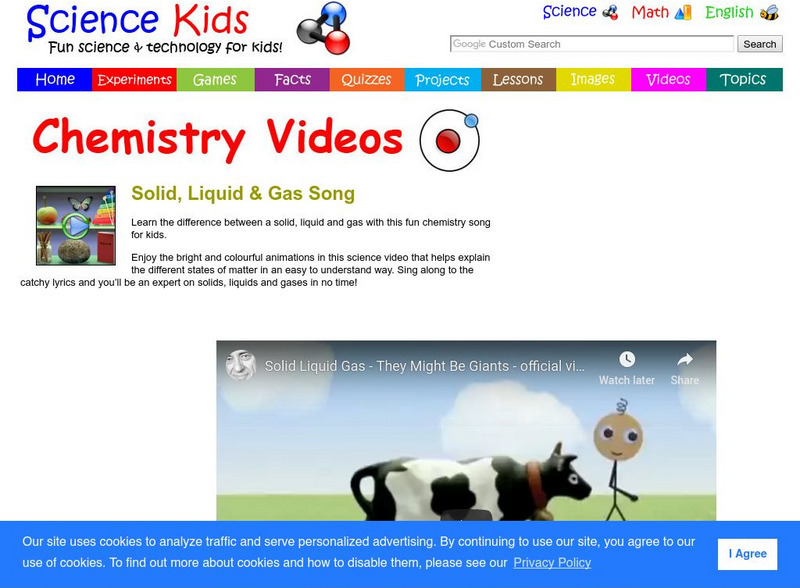 Science Kids: Chemistry Videos: Solid, Liquid & Gas Song Instructional Video Science Kids: Chemistry Videos: Solid, Liquid & Gas Song Instructional Video