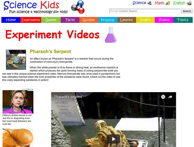 Science Kids: Experiment Videos: Pharaoh's Serpent Instructional Video