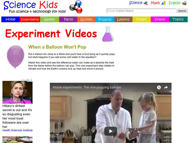 Science Kids: Experiment Videos: When a Balloon Won't Pop Instructional Video