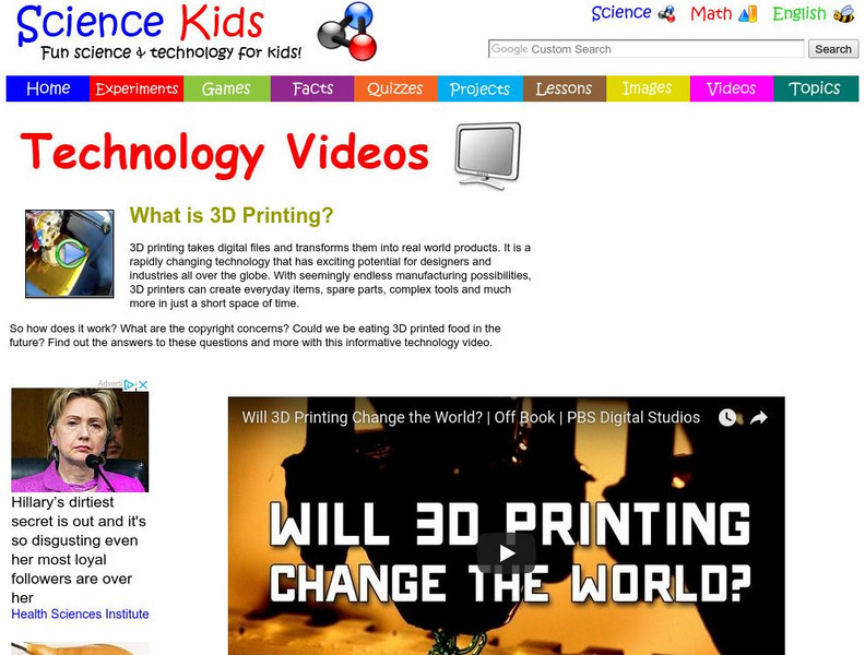 Science Kids: Technology Videos: What Is 3 D Printing? Instructional Video