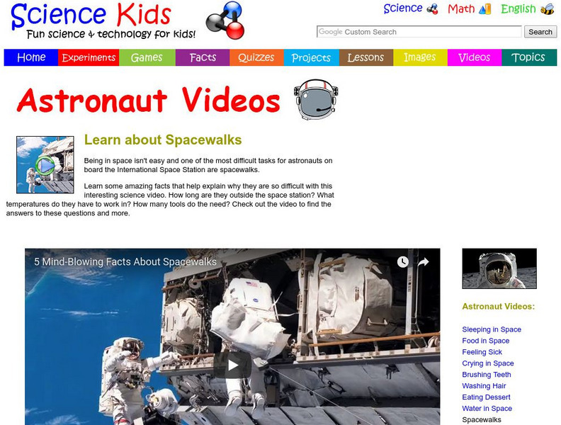 Science Kids: Astronaut Videos: Learn About Spacewalks Instructional Video Science Kids: Astronaut Videos: Learn About Spacewalks Instructional Video