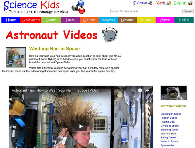 Science Kids: Astronaut Videos: Washing Hair in Space Instructional Video