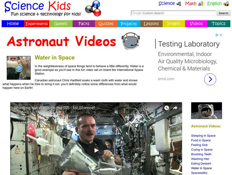 Science Kids: Astronaut Videos: Water in Space Instructional Video Science Kids: Astronaut Videos: Water in Space Instructional Video