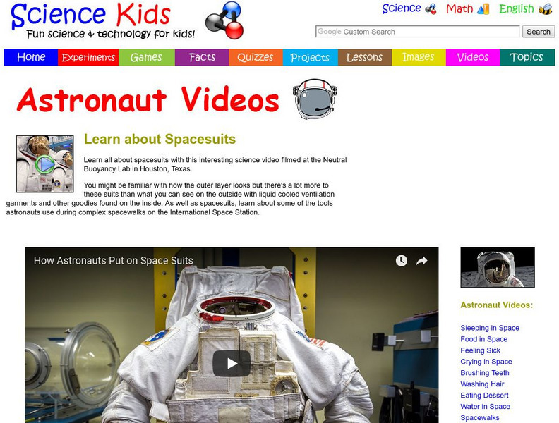 Science Kids: Astronaut Videos: Learn About Spacesuits Instructional Video