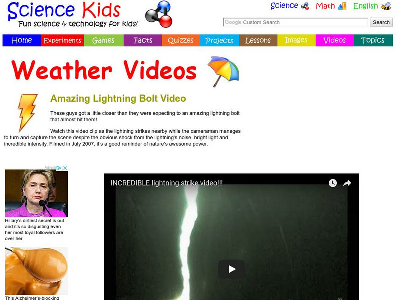 Science Kids: Weather Videos: Amazing Lightning Bolt Video Instructional Video