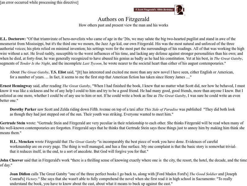 Minnesota Public Radio: Authors on Fitzgerald Website Minnesota Public Radio: Authors on Fitzgerald Website