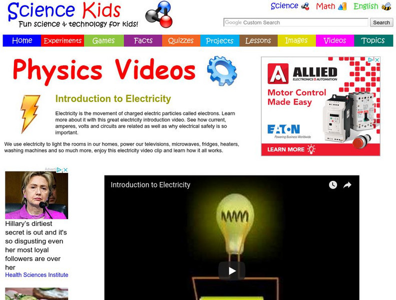 Science Kids: Physics Videos: Introduction to Electricity Instructional Video Science Kids: Physics Videos: Introduction to Electricity Instructional Video