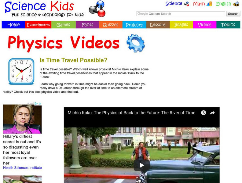 Science Kids: Physics Videos: Is Time Travel Possible? Instructional Video