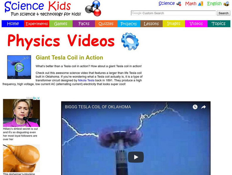 Science Kids: Physics Videos: Giant Tesla Coil in Action Instructional Video