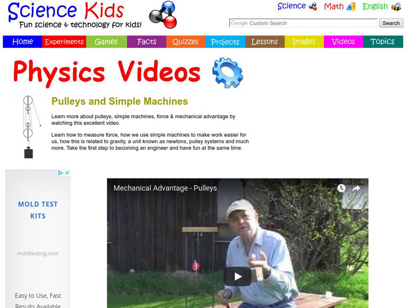 Science Kids: Physics Videos: Pulleys and Simple Machines Instructional Video