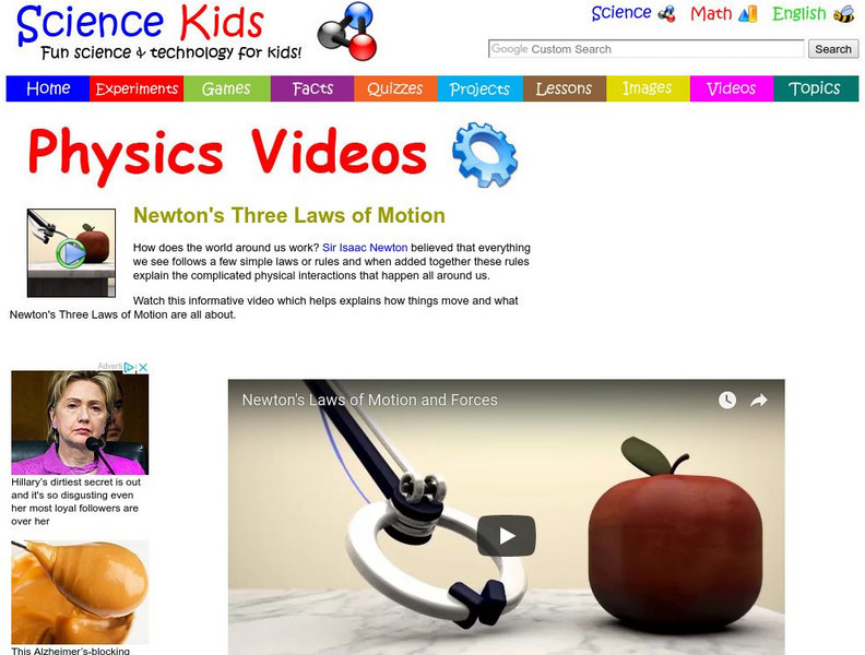 Science Kids: Physics Videos: Newton's Three Laws of Motion Instructional Video