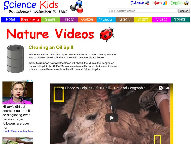 Science Kids: Nature Videos: Cleaning an Oil Spill Instructional Video