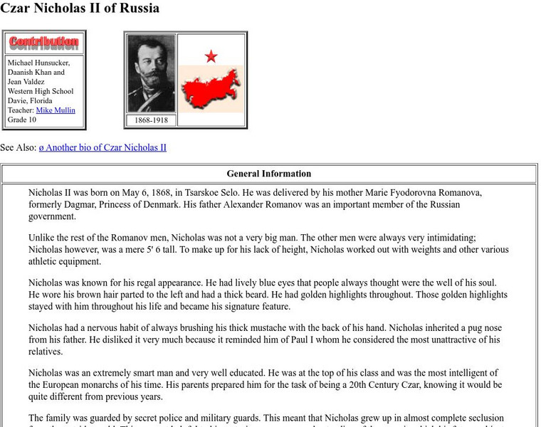 Worldwar1.com: Trenches on the Web: Czar Nicholas Ii of Russia Unknown Type Worldwar1.com: Trenches on the Web: Czar Nicholas Ii of Russia Unknown Type
