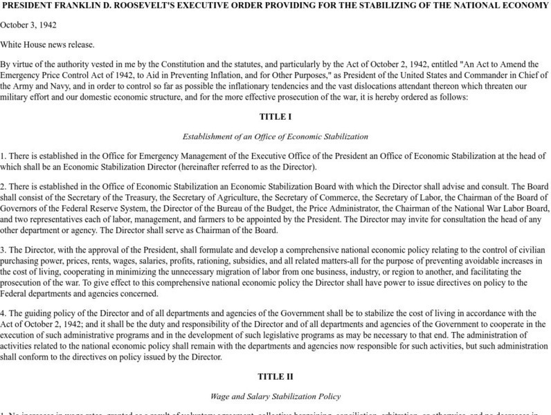 Ibiblio: The Stabilizing of the National Economy Primary Ibiblio: The Stabilizing of the National Economy Primary