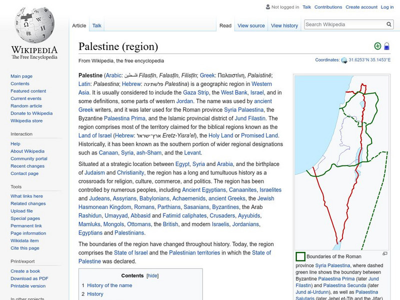 Wikipedia: Palestine (Region) Handout