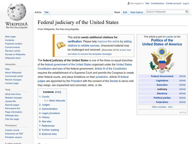 Wikipedia: Federal Judiciary of the United States Handout