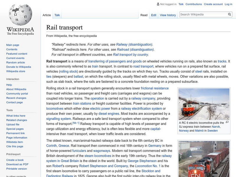 Wikipedia: Rail Transport Handout Wikipedia: Rail Transport Handout