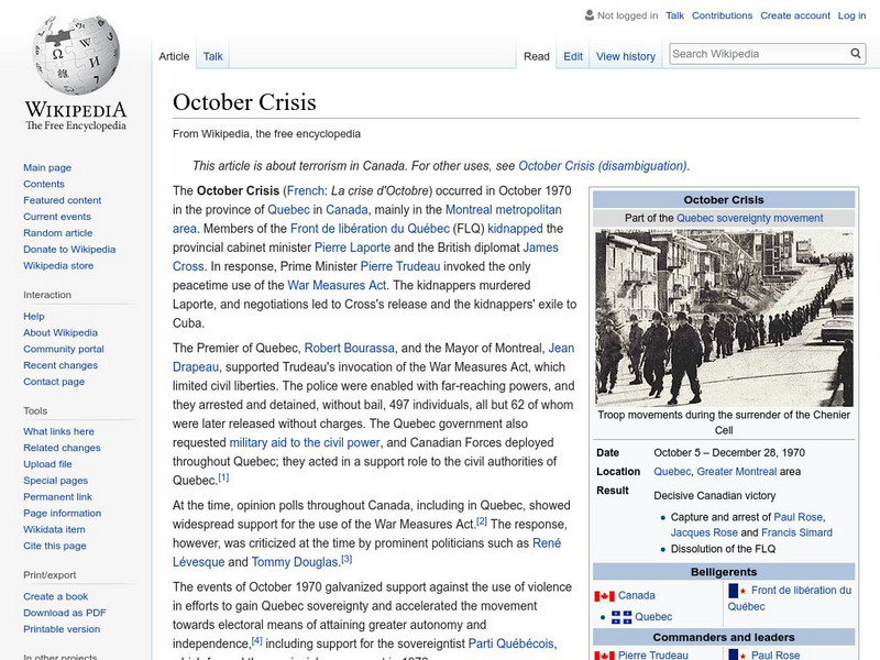 Wikipedia: October Crisis Handout