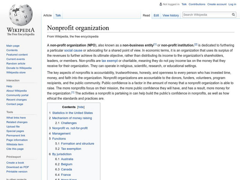 Wikipedia: Nonprofit Organization Handout Wikipedia: Nonprofit Organization Handout