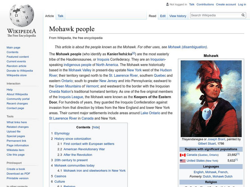 Wikipedia: Mohawk People Handout Wikipedia: Mohawk People Handout