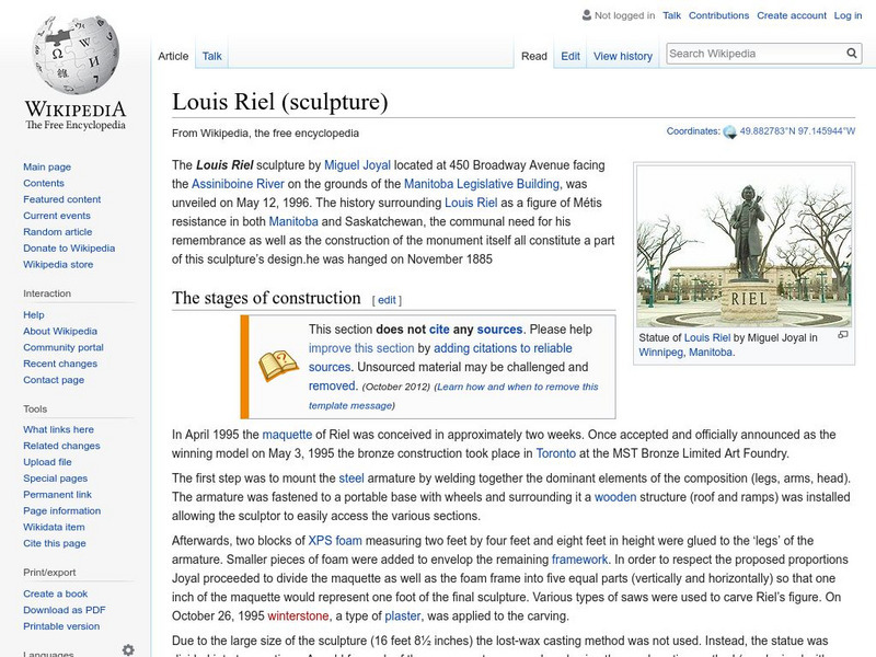 Wikipedia: Louis Riel (Sculpture) Handout