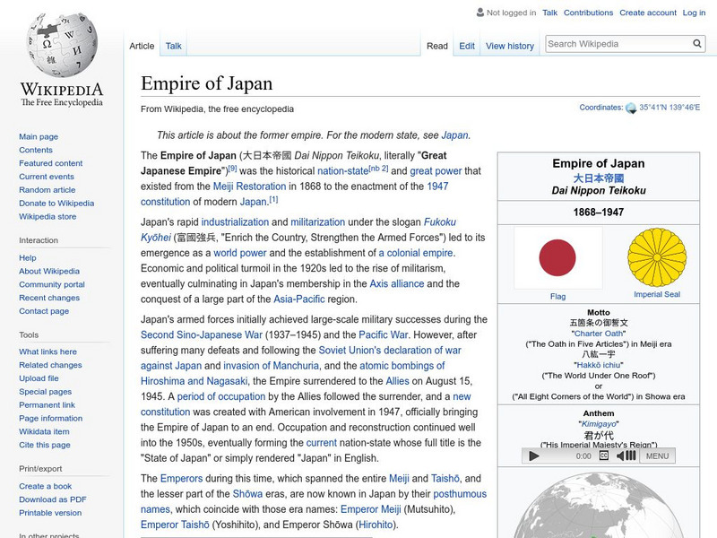 Wikipedia: Empire of Japan Handout Wikipedia: Empire of Japan Handout