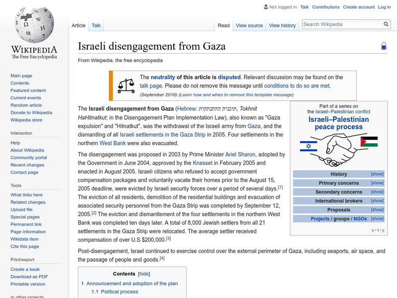 Wikipedia: Israeli Disengagement Plan Handout