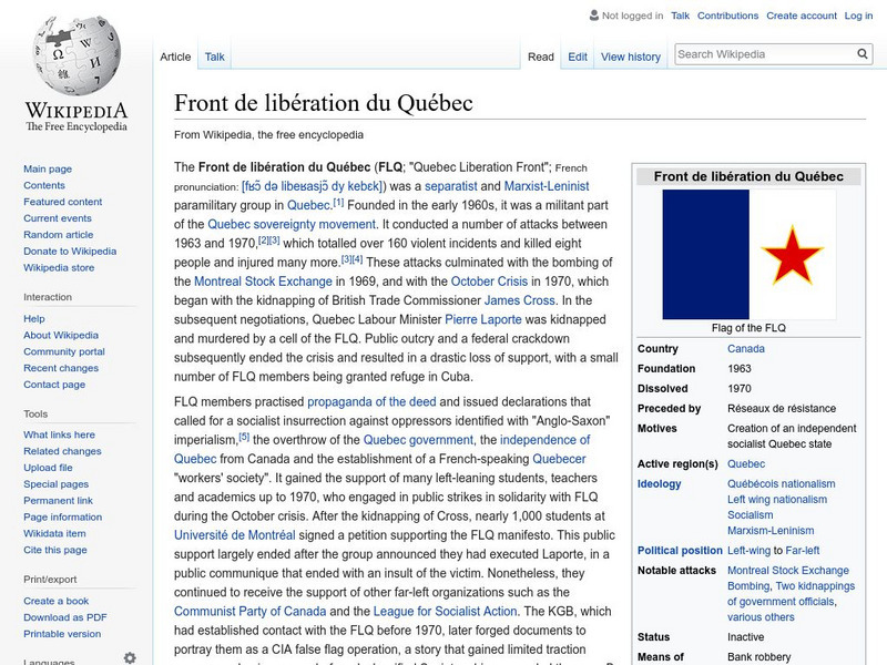 Wikipedia: Front De Liberation Du Quebec Handout