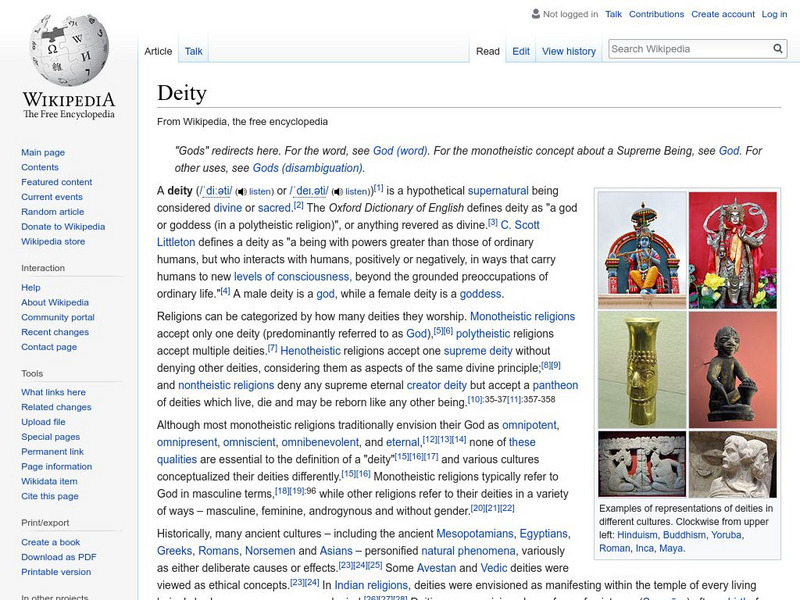 Wikipedia: Deity Handout Wikipedia: Deity Handout