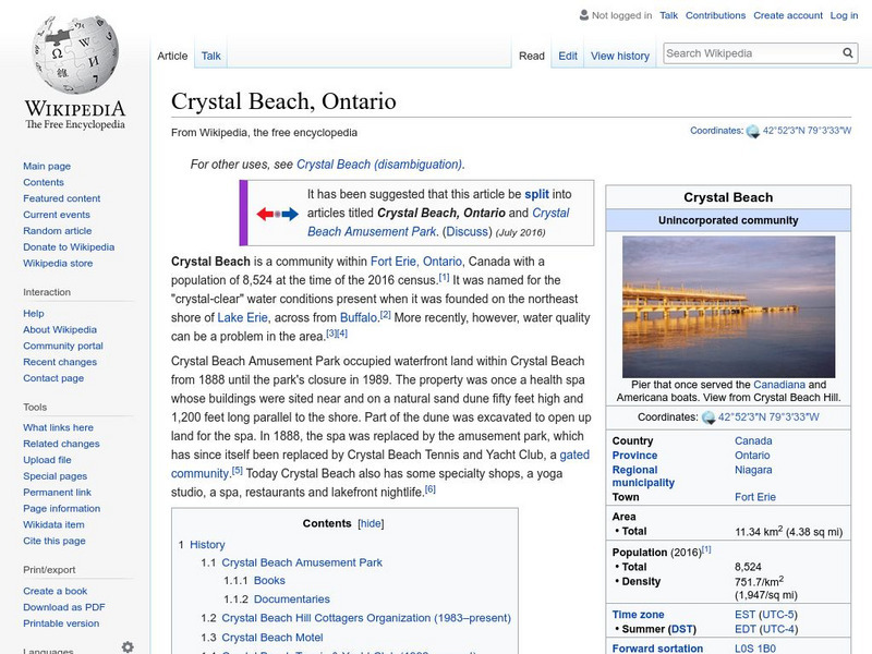 Wikipedia: Crystal Beach, Ontario Handout Wikipedia: Crystal Beach, Ontario Handout