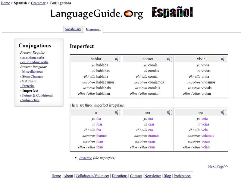 Language Guide: Imperfect Handout Language Guide: Imperfect Handout