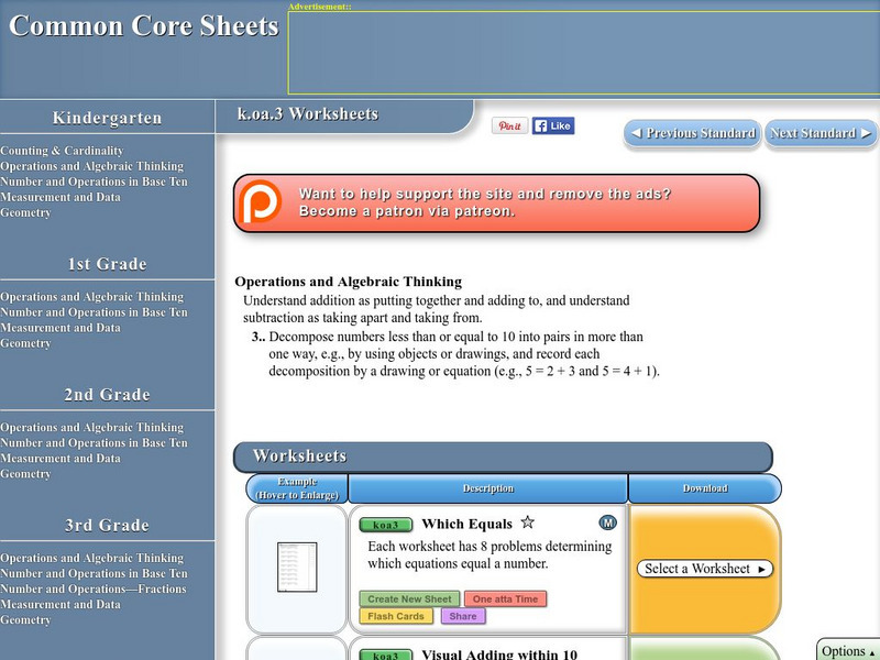 Common Core Sheets: Addition Unknown Type Common Core Sheets: Addition Unknown Type