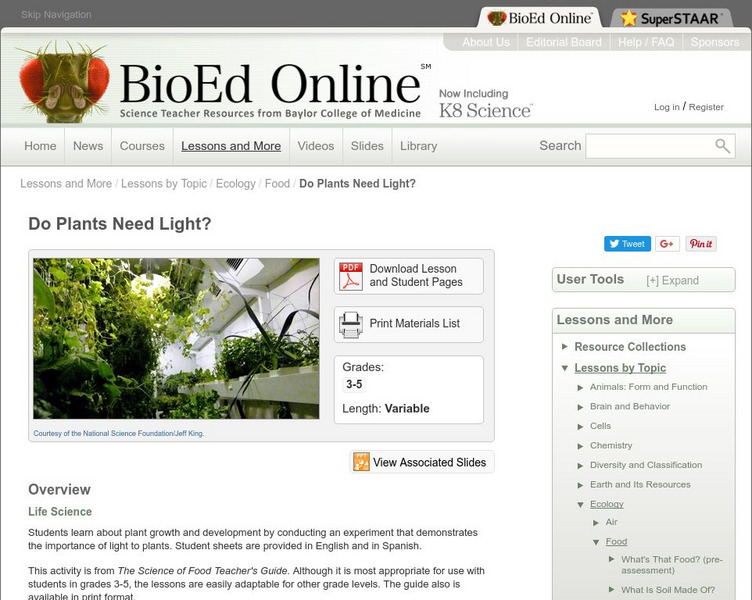 Bio Ed Online: Do Plants Need Light? Lesson Plan Bio Ed Online: Do Plants Need Light? Lesson Plan