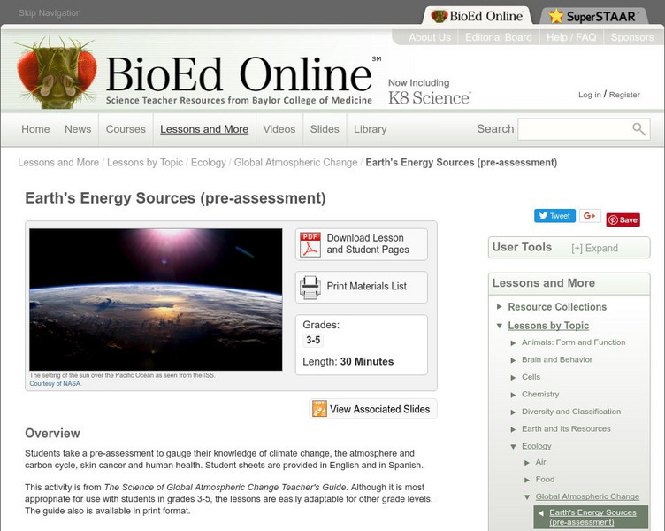 Bio Ed Online: Earth's Energy Sources (Pre Assessment) Unknown Type Bio Ed Online: Earth's Energy Sources (Pre Assessment) Unknown Type