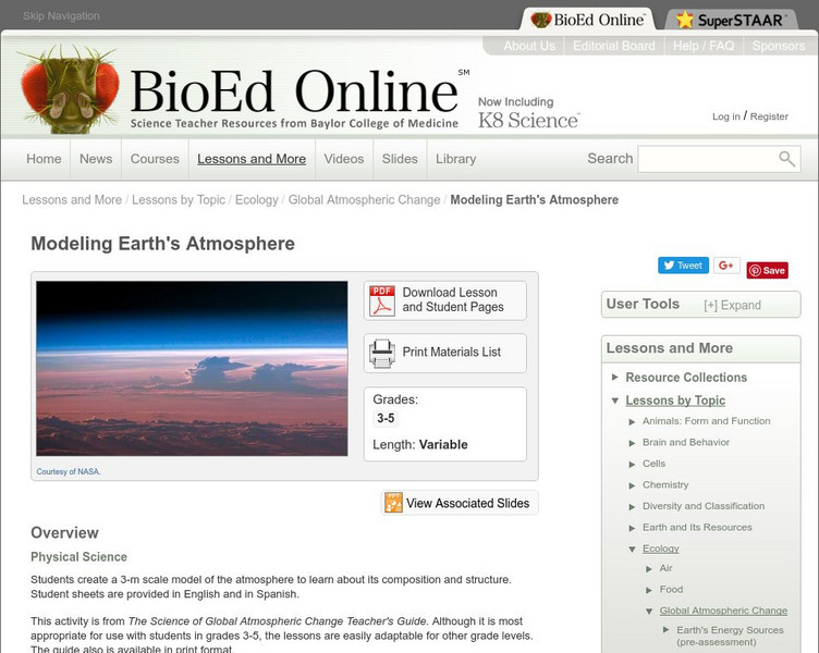 Bio Ed Online: Modeling Earth's Atmosphere Lesson Plan Bio Ed Online: Modeling Earth's Atmosphere Lesson Plan