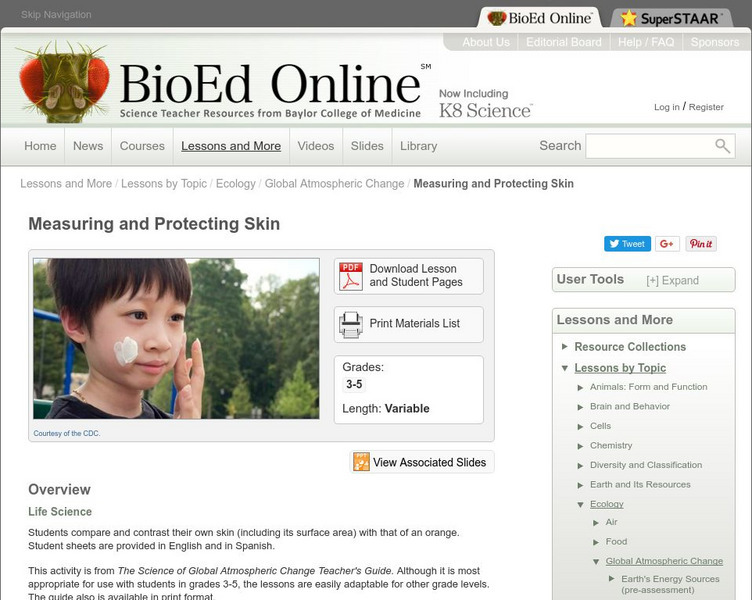 Bio Ed Online: Measuring and Protecting Skin Lesson Plan Bio Ed Online: Measuring and Protecting Skin Lesson Plan