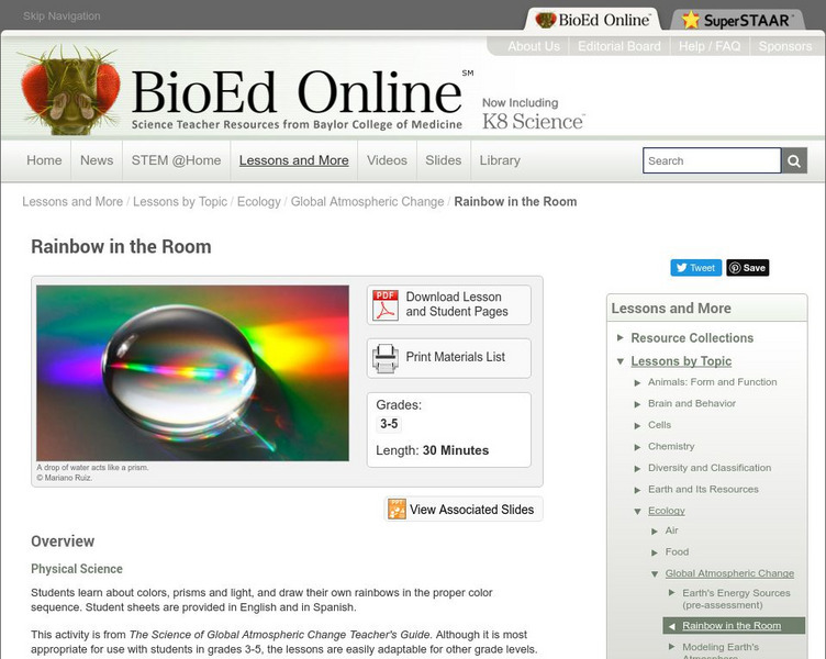 Bio Ed Online: Rainbow in the Room Lesson Plan Bio Ed Online: Rainbow in the Room Lesson Plan