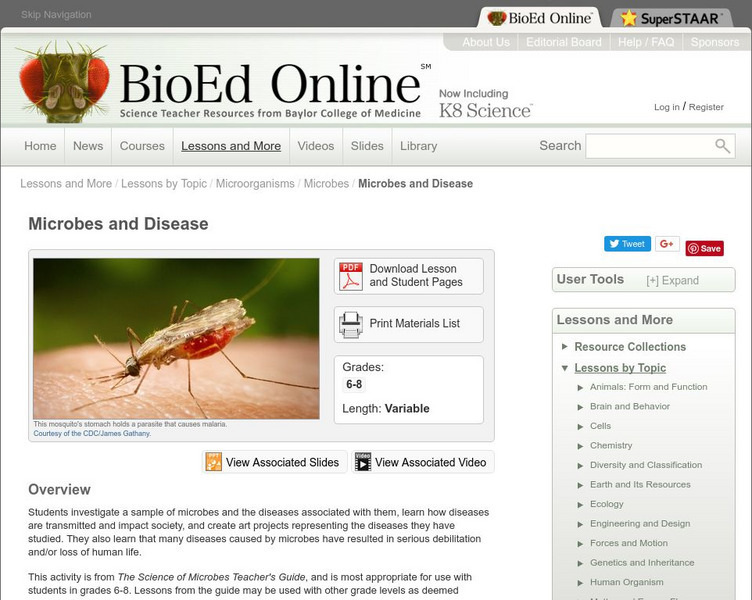 Bio Ed Online: The Science of Microbes: Microbes and Disease Lesson Plan Bio Ed Online: The Science of Microbes: Microbes and Disease Lesson Plan