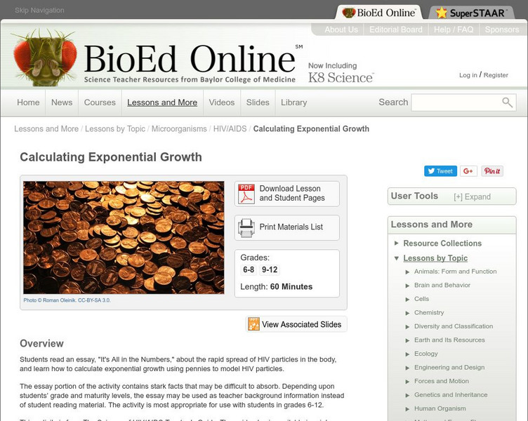 Bio Ed Online: Calculating Exponential Growth Lesson Plan Bio Ed Online: Calculating Exponential Growth Lesson Plan