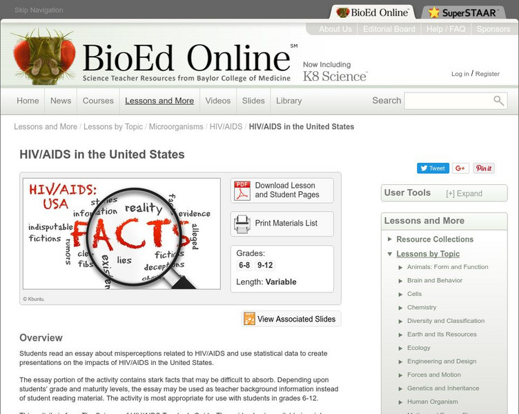 Bio Ed Online: The Science of Hiv/aids: Hiv/aids in the United States Lesson Plan Bio Ed Online: The Science of Hiv/aids: Hiv/aids in the United States Lesson Plan