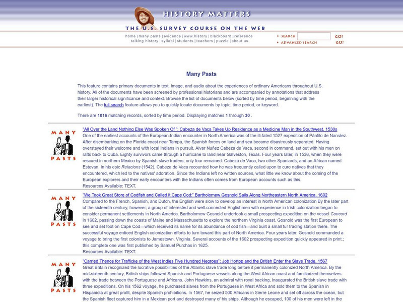 History Matters: Many Pasts Primary History Matters: Many Pasts Primary