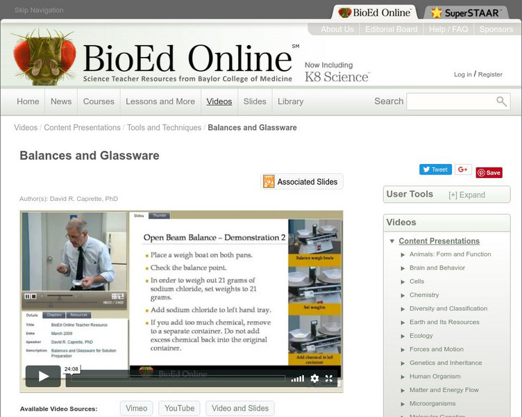 Bio Ed Online: Balances and Glassware Instructional Video Bio Ed Online: Balances and Glassware Instructional Video