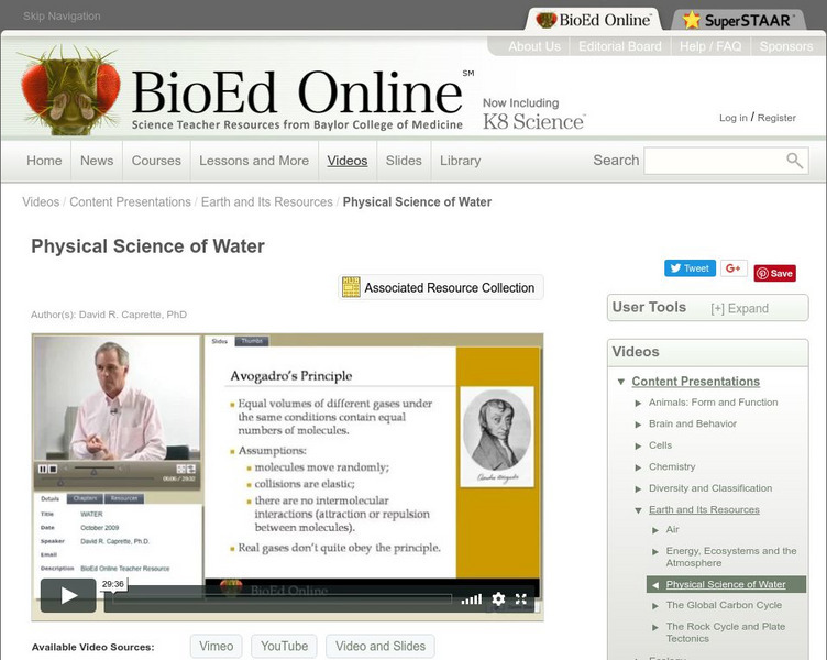 Bio Ed Online: Physical Science of Water Instructional Video