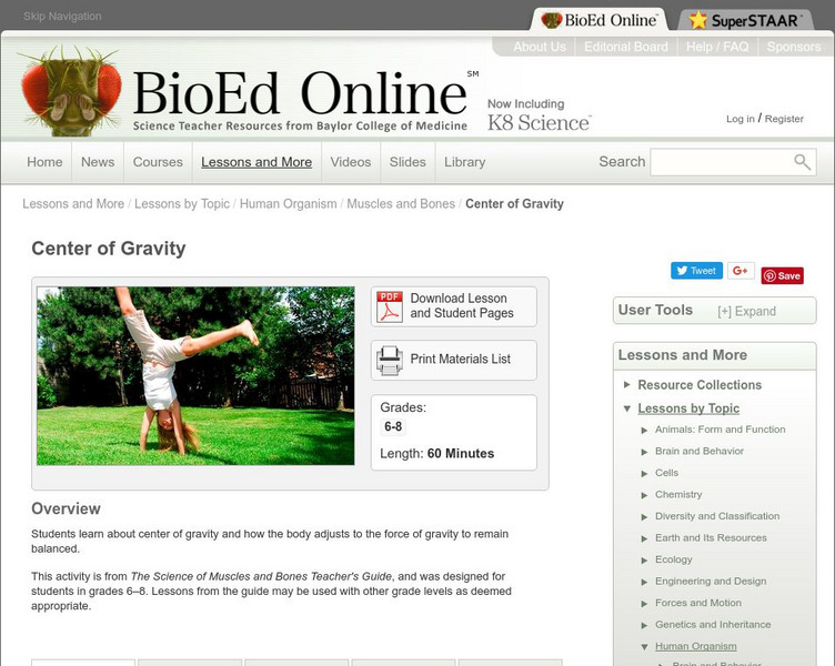 Bio Ed Online: Center of Gravity Lesson Plan Bio Ed Online: Center of Gravity Lesson Plan